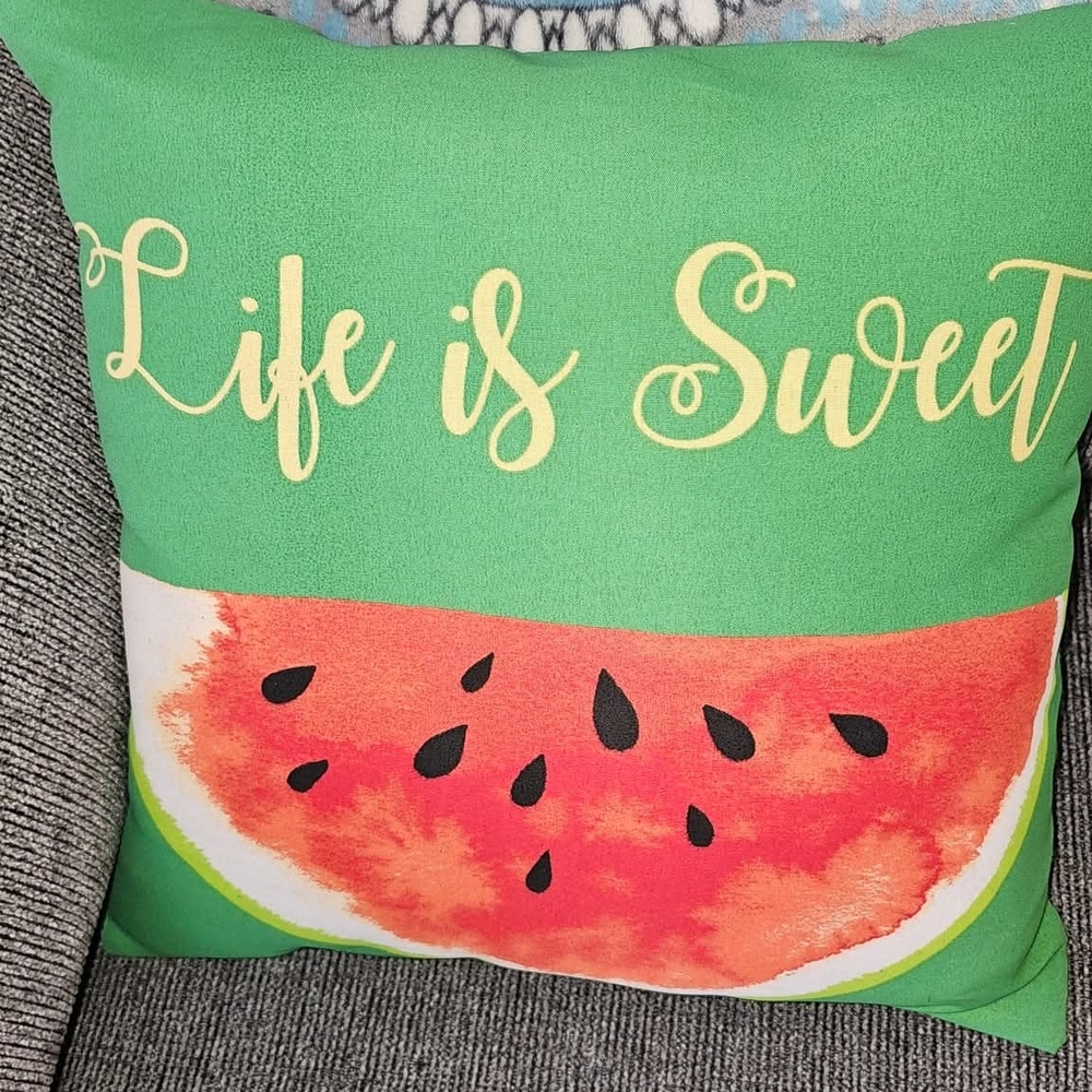 Green Watermelon Throw Pillow